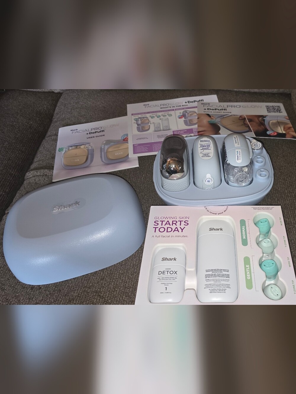 Shark Facial Pro Glow Skincare Tool Kit - Light Blue- NEVER USED JUST UNBOXED